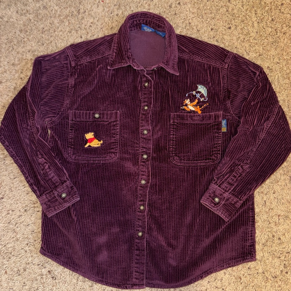 VINTAGE Winnie the Pooh Plum Corduroy Shirt Womens size small